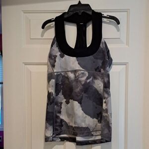 Lululemon Tank T-Strap Racerback Abstract Gray Black White 15" Across Sz M?